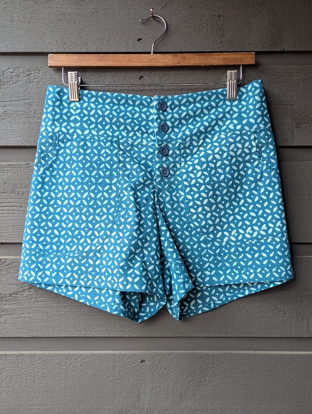 NWT Passion Lilie Mirage Organic Cotton Shorts Teal Green Blue Women's Small